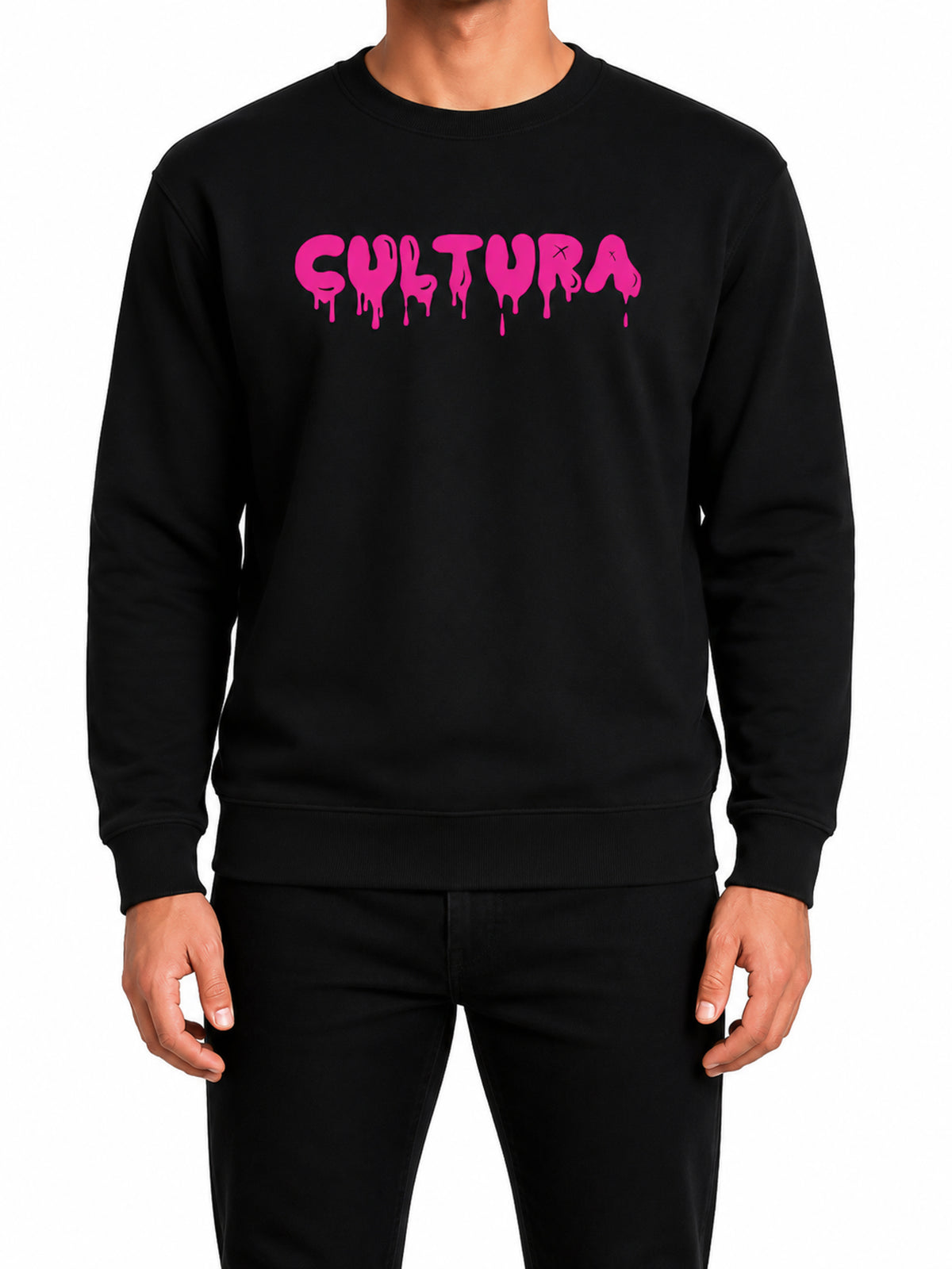 Cultura Black Puff Hyper Pink Drip Jumper