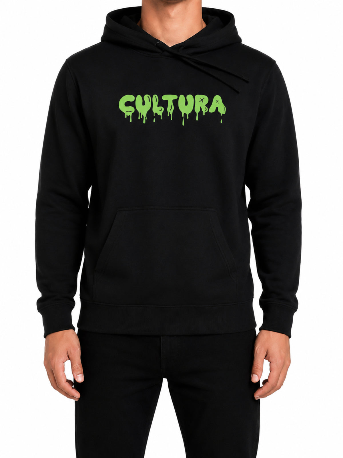 Cultura Green and Black Drip Hoodie