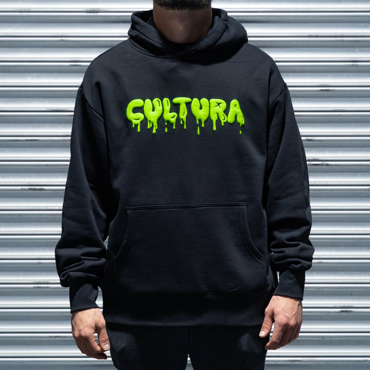 Cultura Green and Black Drip Hoodie