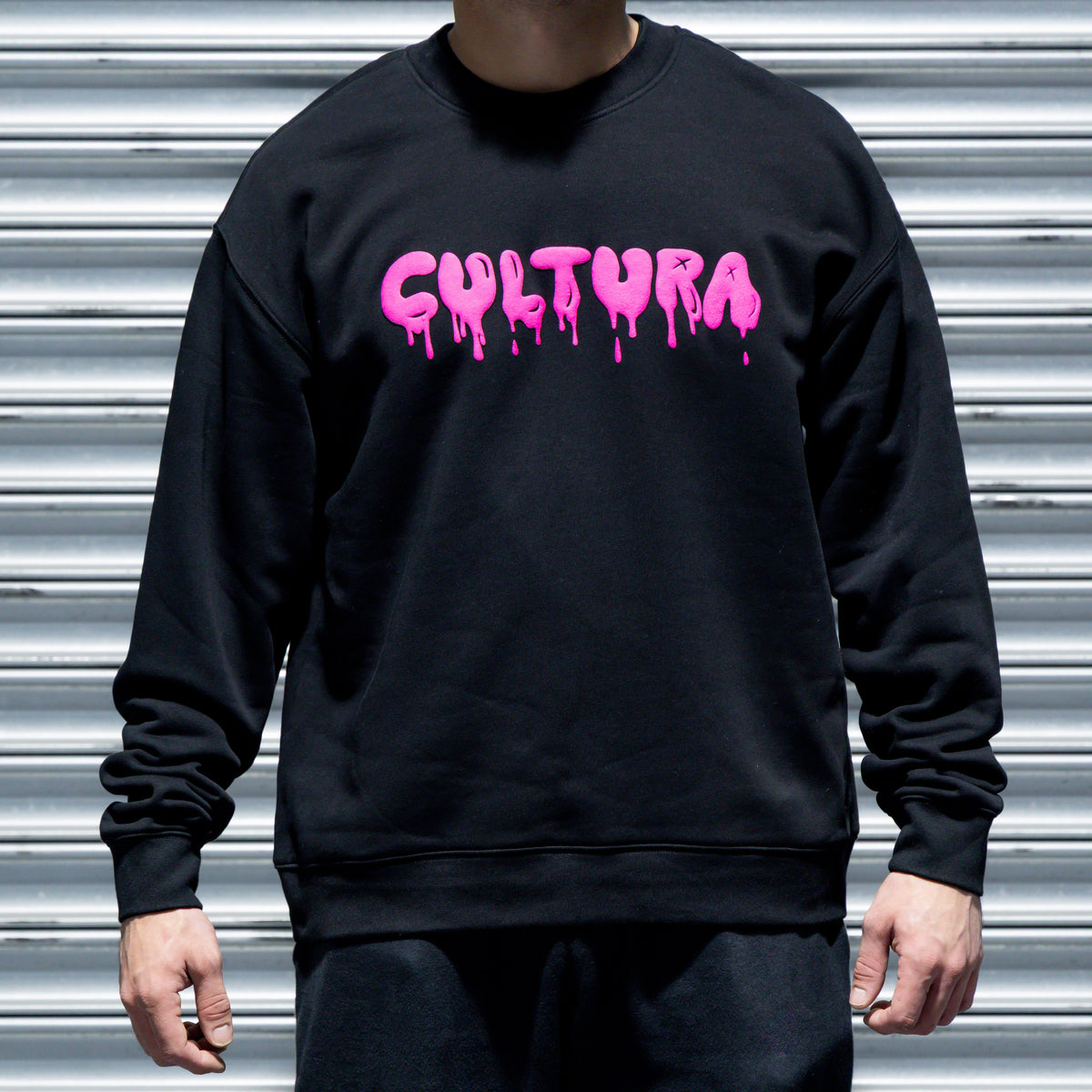 Cultura Black Puff Hyper Pink Drip Jumper